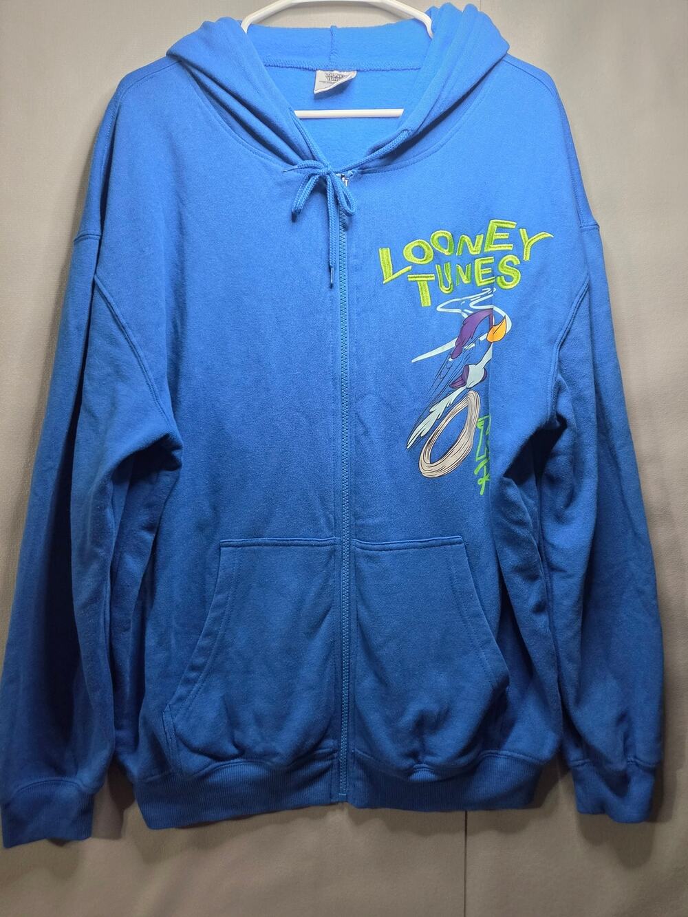 Looney Tunes Road Runner Wile E Coyote Hoodie Large Blue Full Zip
121